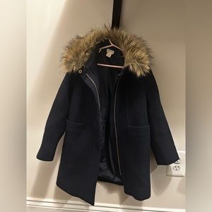 J.Crew Crewcuts Girls Wool Coat with faux fur collar